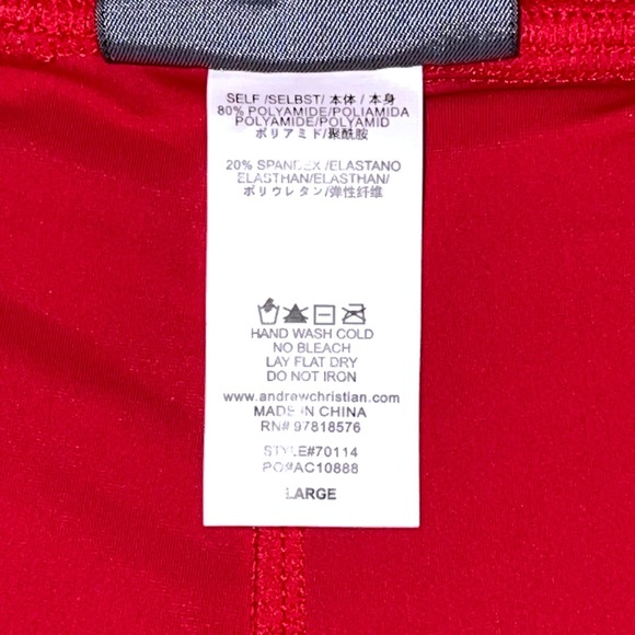 Andrew Christian L (33-35) Adjustable Red Side Cinch Swim Trunks 70114 - Picture 8 of 10